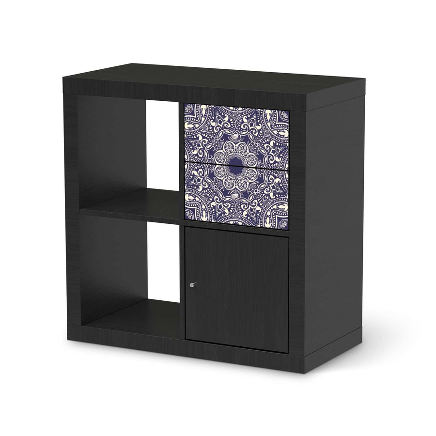 Möbelfolie Blue Mandala - IKEA Kallax Regal Schubladen - schwarz
