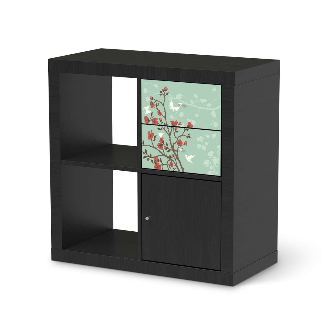 Möbelfolie Blütenzauber - IKEA Kallax Regal Schubladen - schwarz