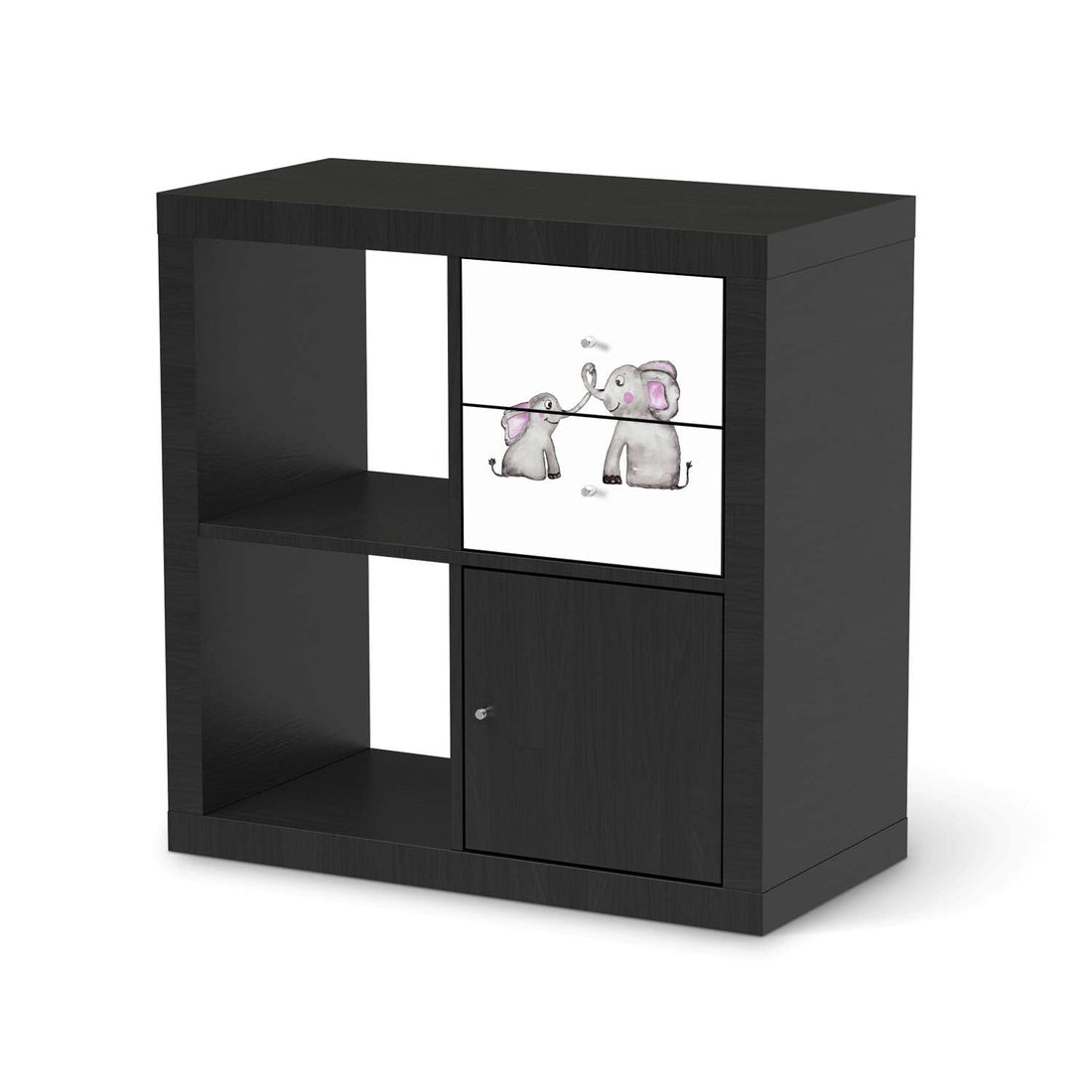 Möbelfolie Elefanten - IKEA Kallax Regal Schubladen - schwarz