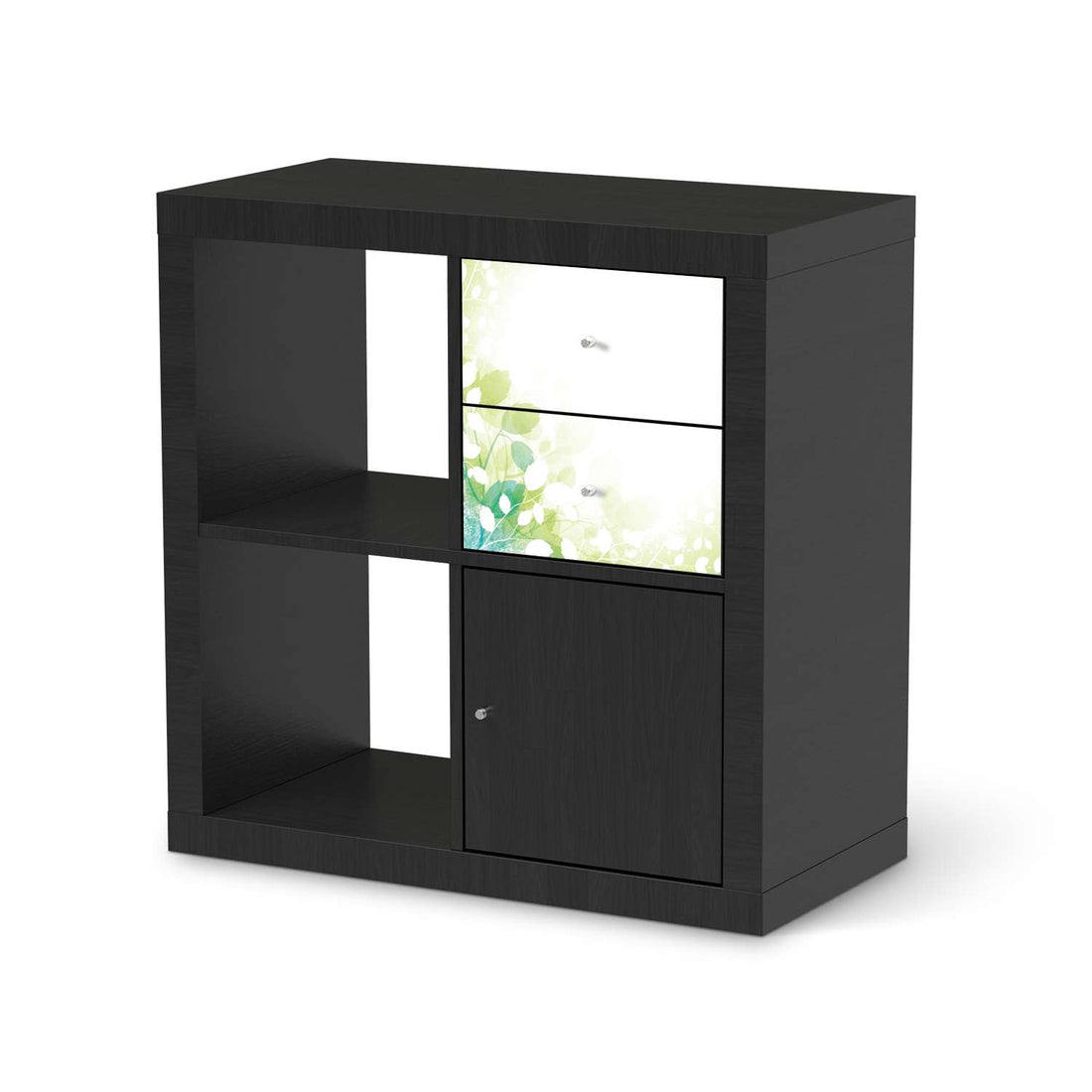 Möbelfolie Flower Light - IKEA Kallax Regal Schubladen - schwarz
