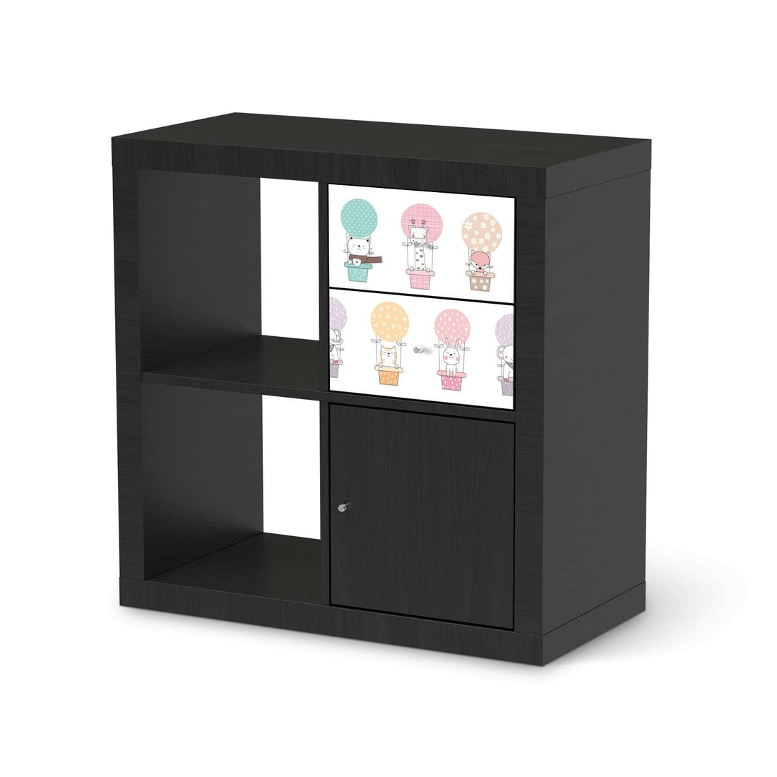 Möbelfolie Flying Animals - IKEA Kallax Regal Schubladen - schwarz