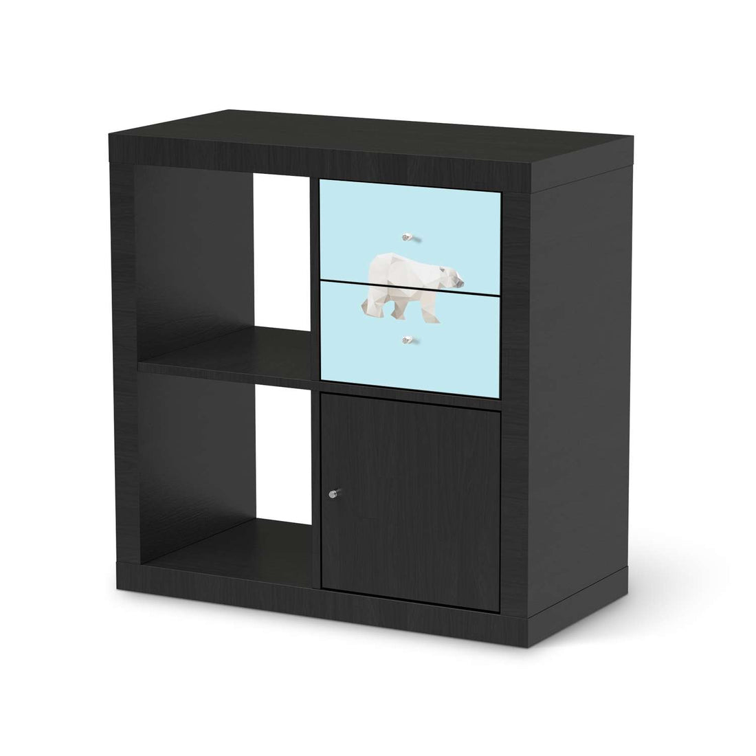 Möbelfolie Origami Polar Bear - IKEA Kallax Regal Schubladen - schwarz