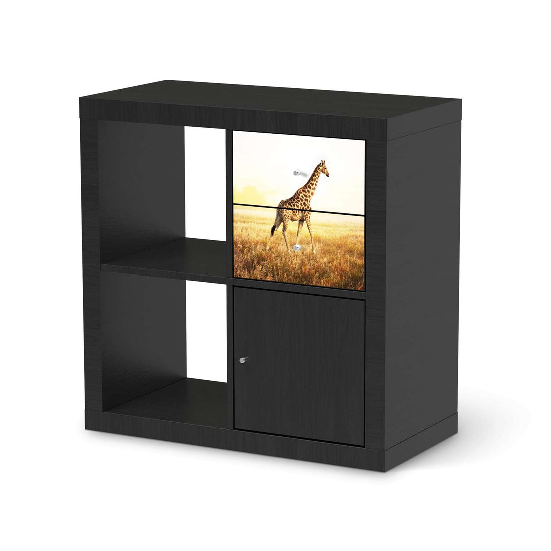 Möbelfolie Savanna Giraffe - IKEA Kallax Regal Schubladen - schwarz