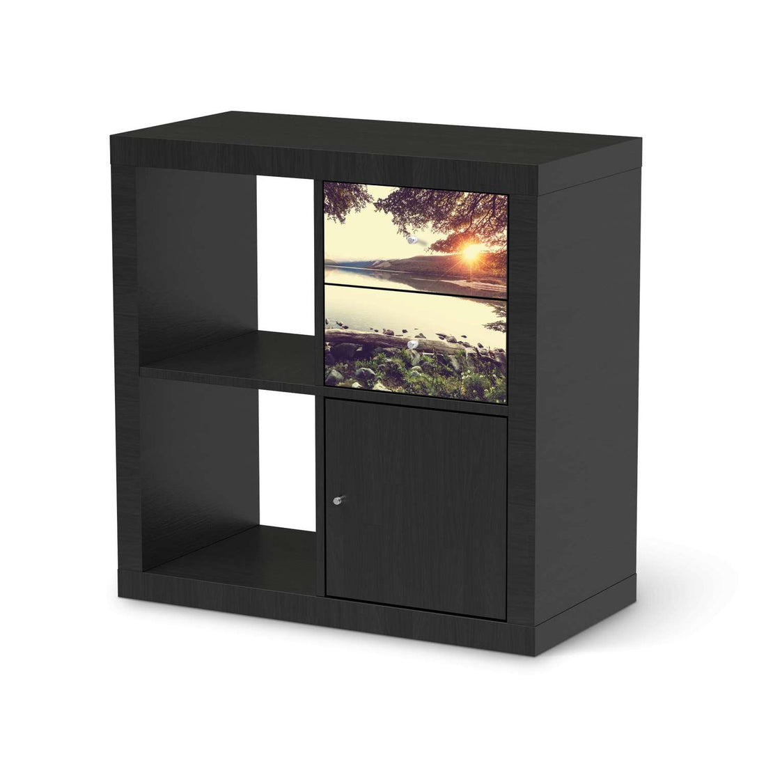 Möbelfolie Seaside Dreams - IKEA Kallax Regal Schubladen - schwarz