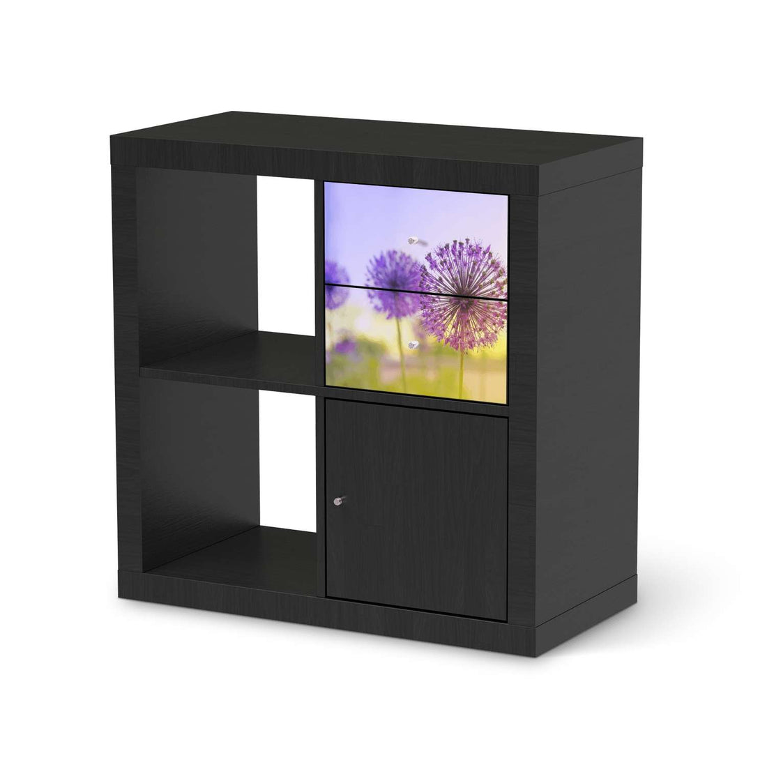 Möbelfolie Spring Flower - IKEA Kallax Regal Schubladen - schwarz