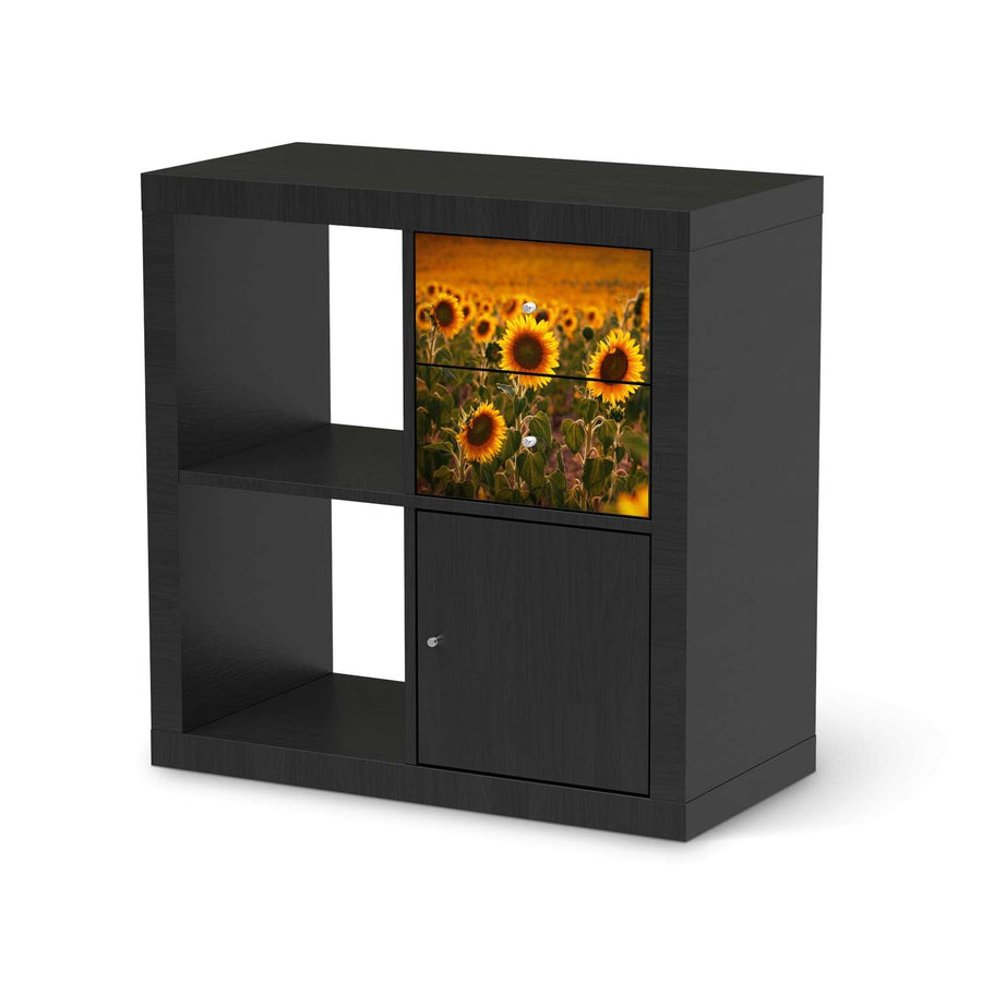 Möbelfolie Sunflowers - IKEA Kallax Regal Schubladen - schwarz