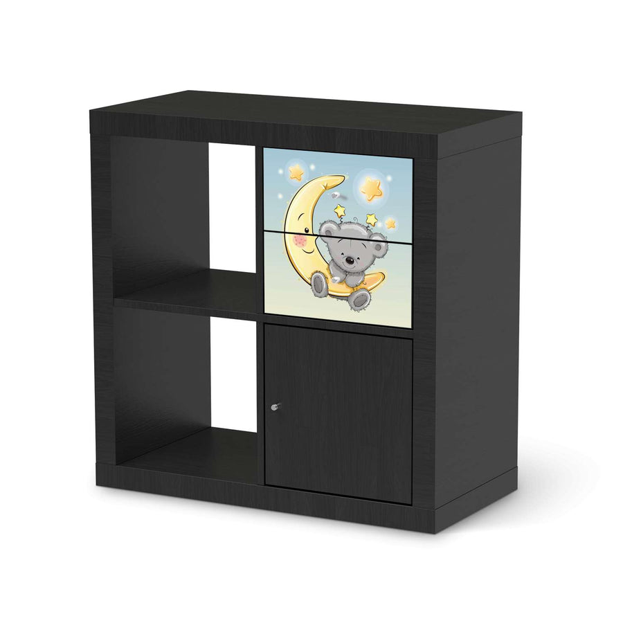 Möbelfolie Teddy und Mond - IKEA Kallax Regal Schubladen - schwarz