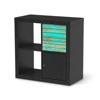 Möbelfolie Wooden Aqua - IKEA Kallax Regal Schubladen - schwarz