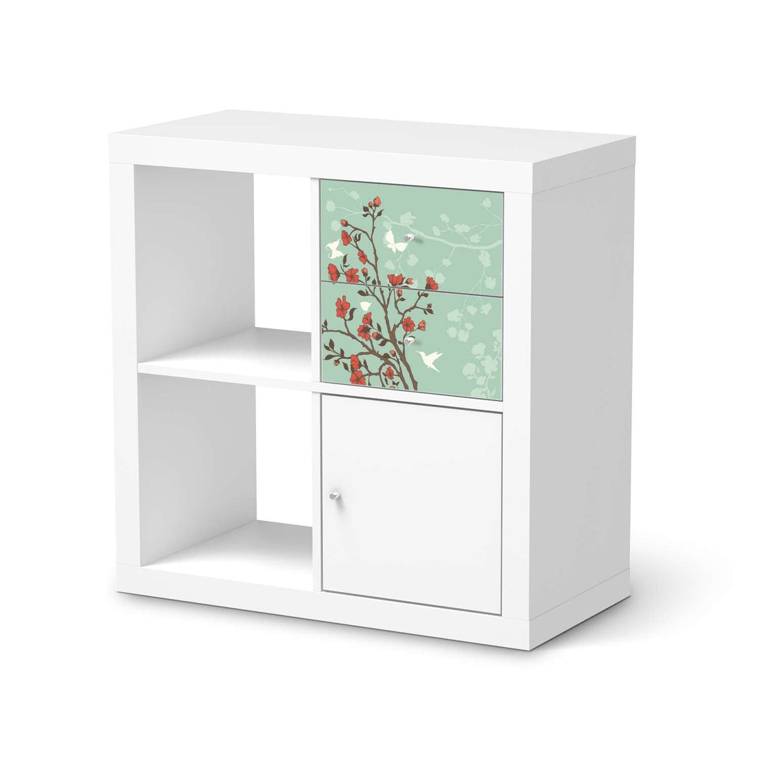Möbelfolie Blütenzauber - IKEA Kallax Regal Schubladen  - weiss