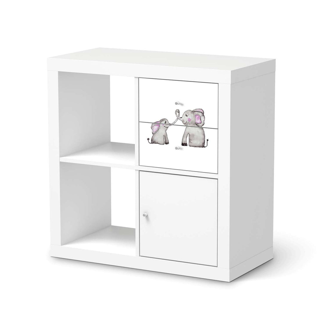 Möbelfolie Elefanten - IKEA Kallax Regal Schubladen  - weiss