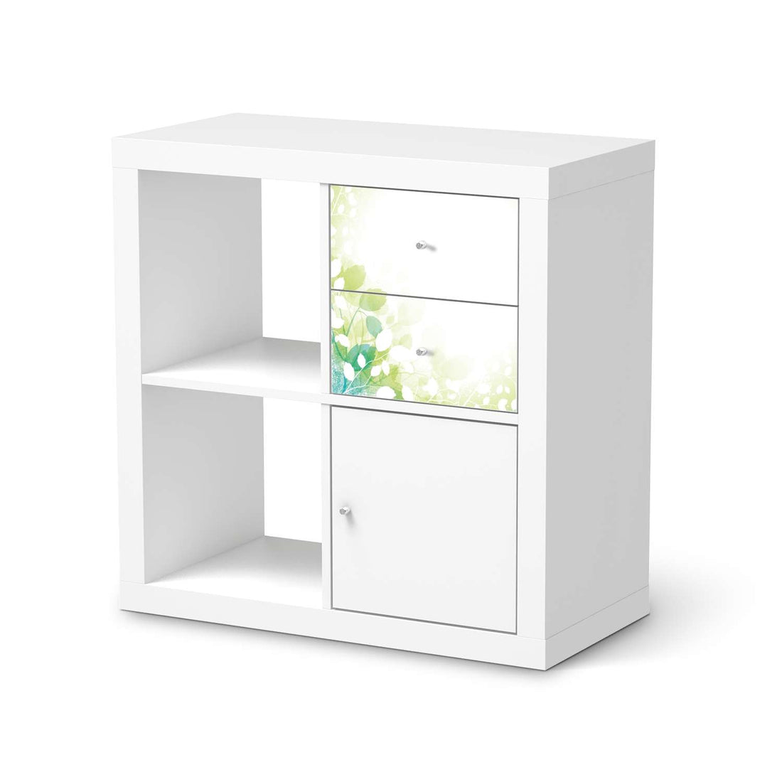Möbelfolie Flower Light - IKEA Kallax Regal Schubladen  - weiss