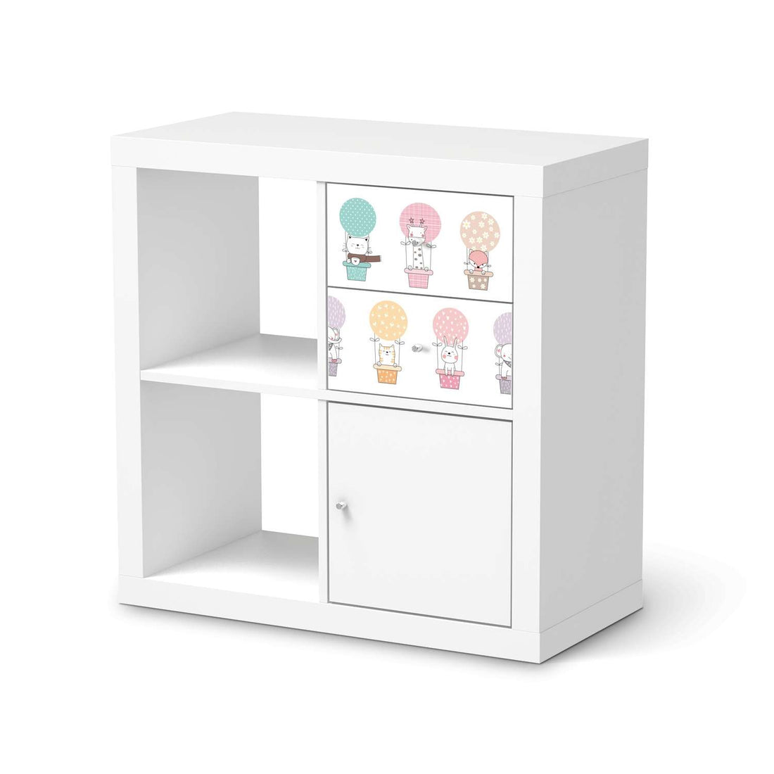 Möbelfolie Flying Animals - IKEA Kallax Regal Schubladen  - weiss