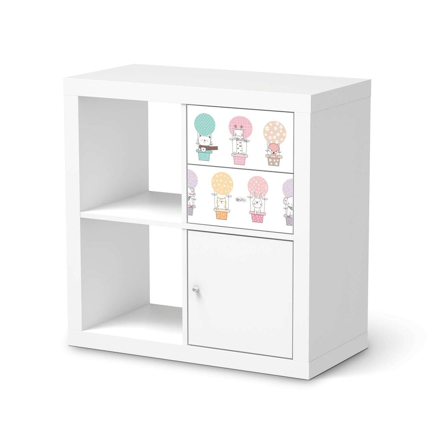 Möbelfolie Flying Animals - IKEA Kallax Regal Schubladen  - weiss