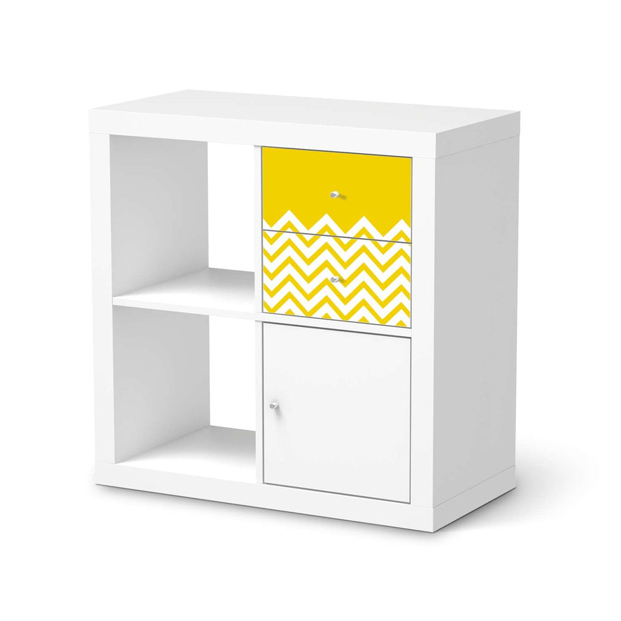 Möbelfolie Gelbe Zacken - IKEA Kallax Regal Schubladen  - weiss