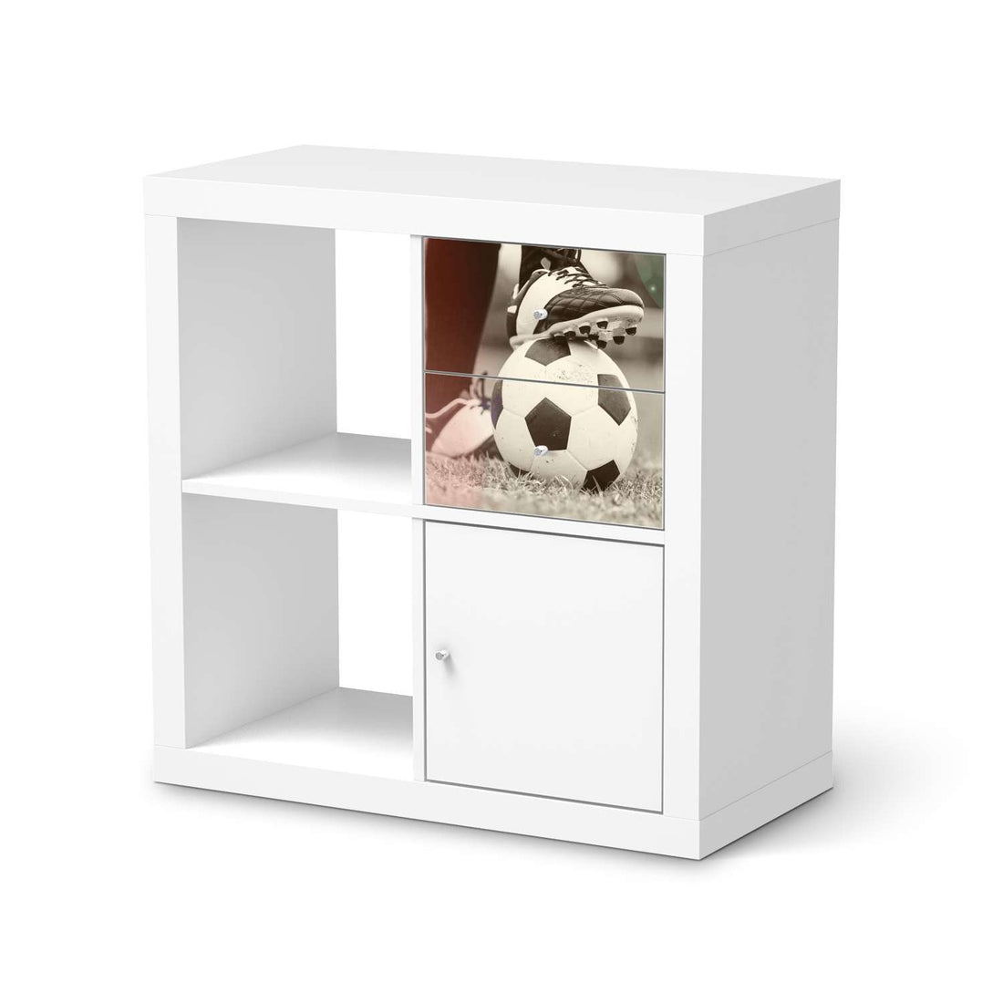 Möbelfolie Kick it - IKEA Kallax Regal Schubladen  - weiss