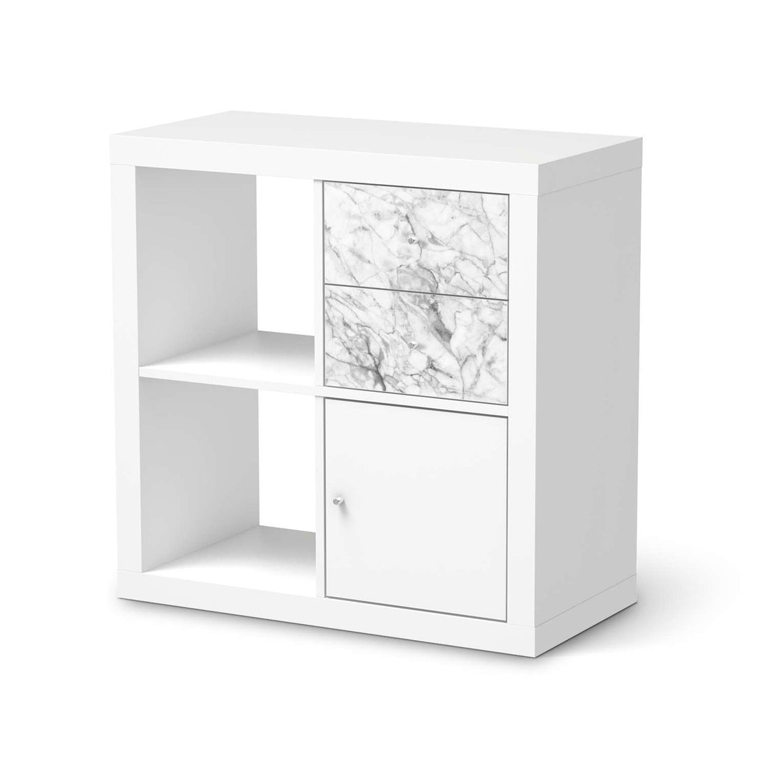 Möbelfolie Marmor weiß - IKEA Kallax Regal Schubladen  - weiss