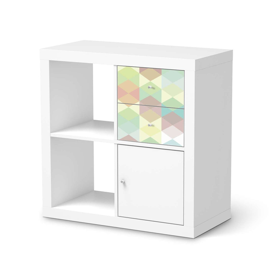 Möbelfolie Melitta Pastell Geometrie - IKEA Kallax Regal Schubladen  - weiss