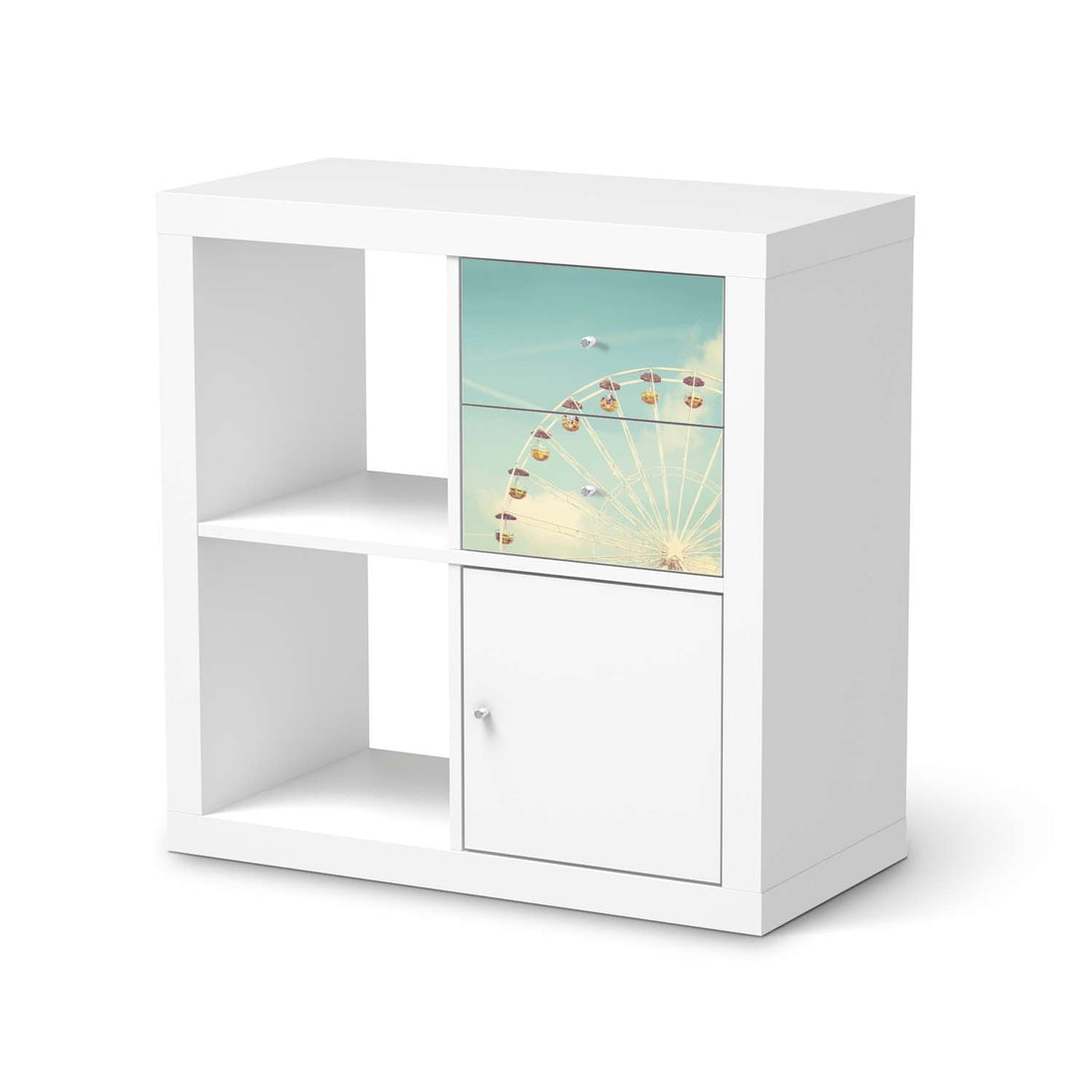 Möbelfolie Merry go round - IKEA Kallax Regal Schubladen  - weiss