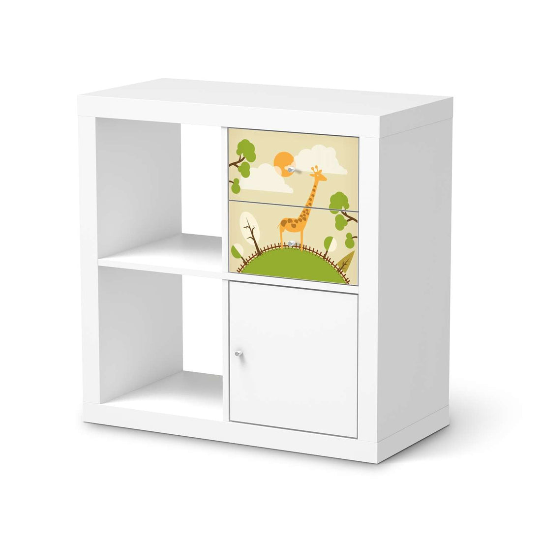 Möbelfolie Mountain Giraffe - IKEA Kallax Regal Schubladen  - weiss