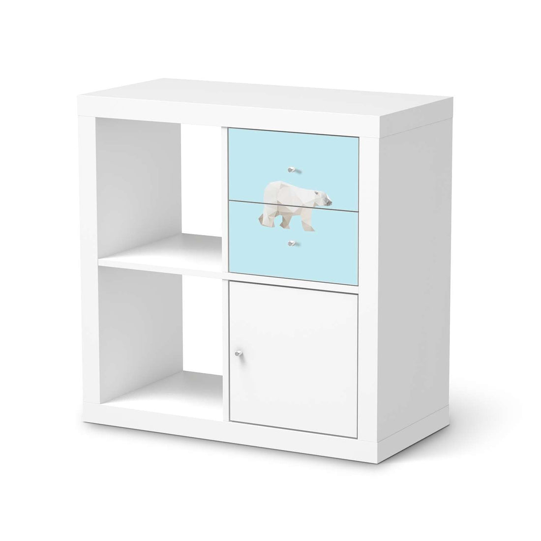 Möbelfolie Origami Polar Bear - IKEA Kallax Regal Schubladen  - weiss