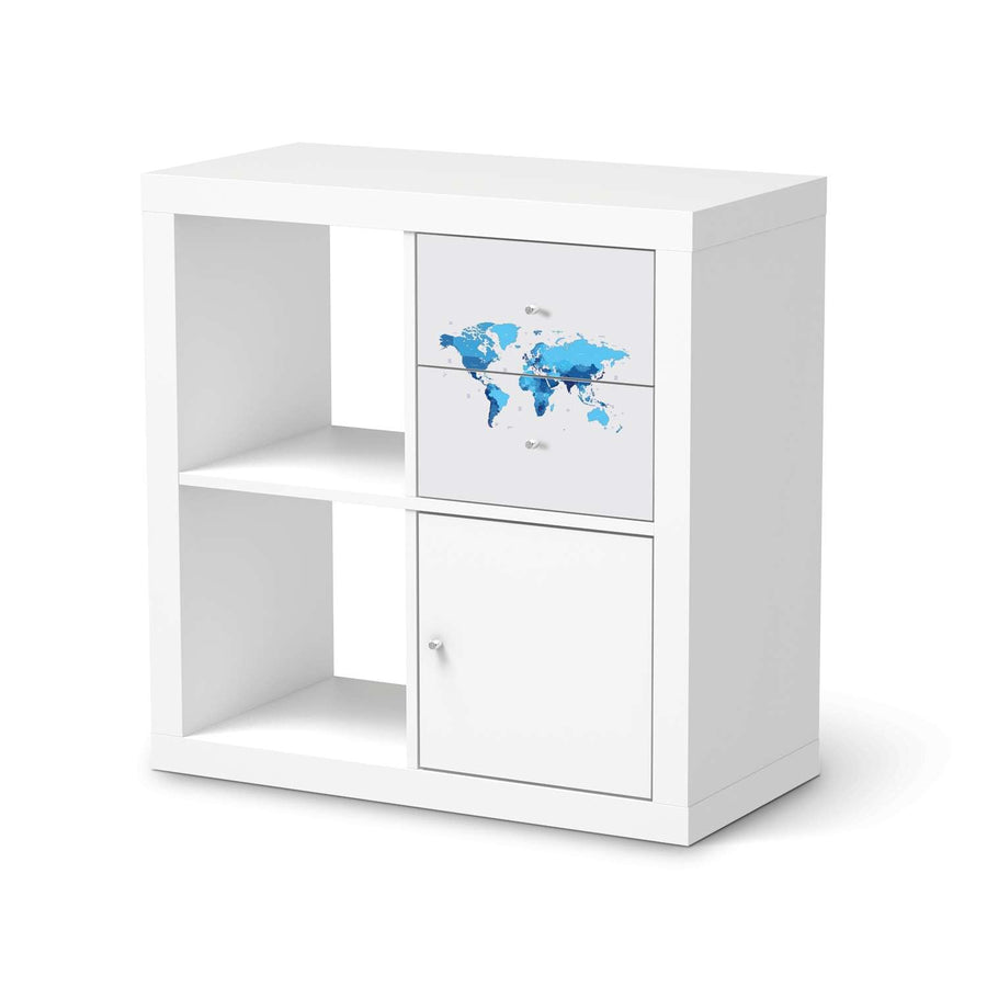 Möbelfolie Politische Weltkarte - IKEA Kallax Regal Schubladen  - weiss