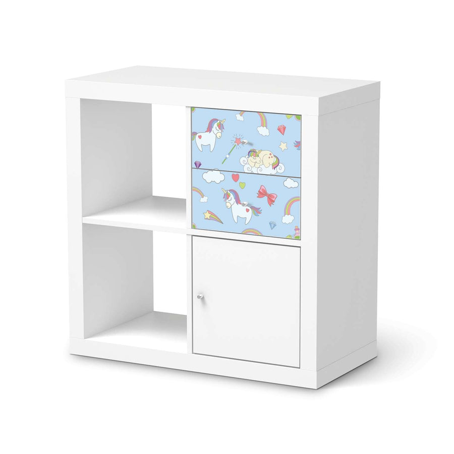 Möbelfolie Rainbow Unicorn - IKEA Kallax Regal Schubladen  - weiss