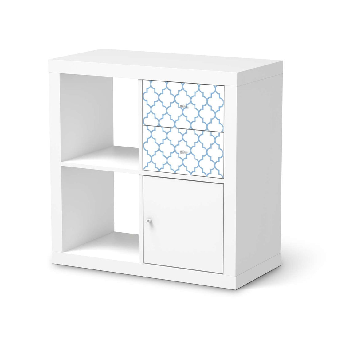 Möbelfolie Retro Pattern - Blau - IKEA Kallax Regal Schubladen  - weiss