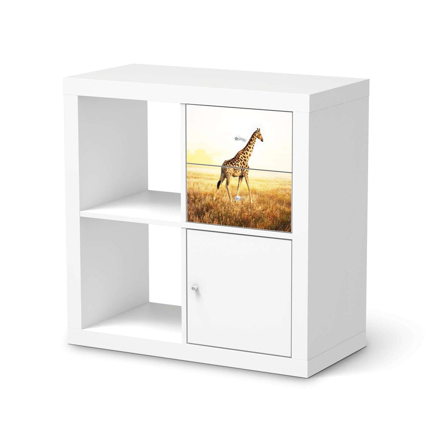 Möbelfolie Savanna Giraffe - IKEA Kallax Regal Schubladen  - weiss