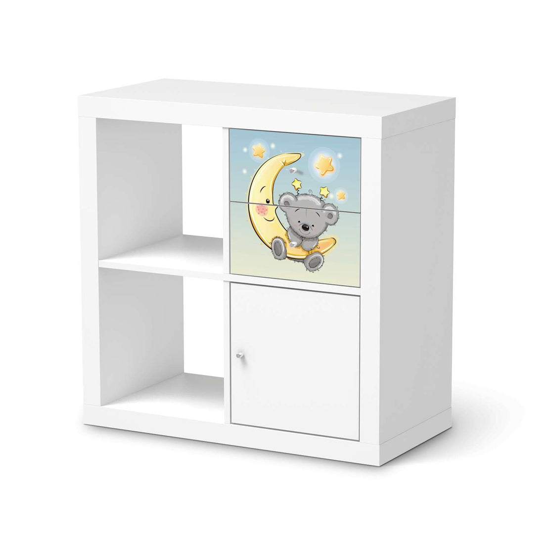 Möbelfolie Teddy und Mond - IKEA Kallax Regal Schubladen  - weiss