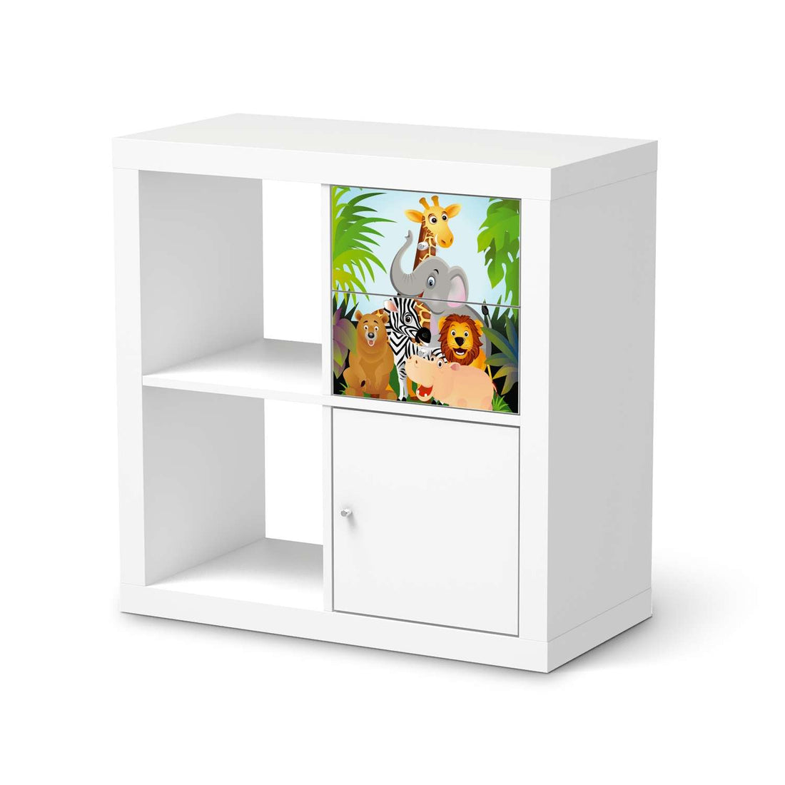 Möbelfolie Wild Animals - IKEA Kallax Regal Schubladen  - weiss
