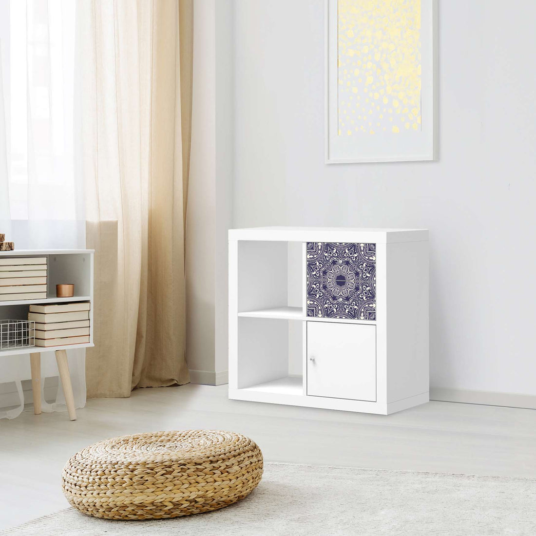 Möbelfolie Blue Mandala - IKEA Kallax Regal Schubladen - Wohnzimmer