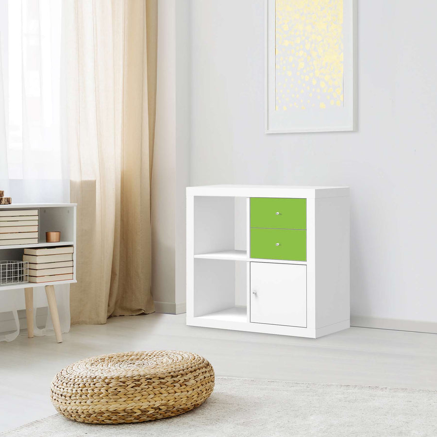 Möbelfolie Hellgrün Dark - IKEA Kallax Regal Schubladen - Wohnzimmer