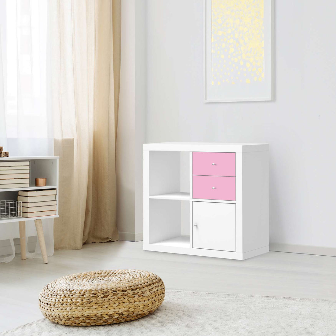 Möbelfolie Pink Light - IKEA Kallax Regal Schubladen - Wohnzimmer