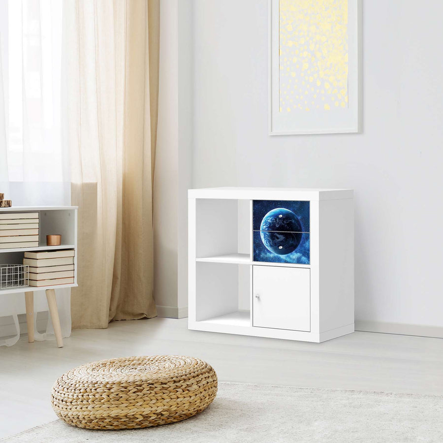 Möbelfolie Planet Blue - IKEA Kallax Regal Schubladen - Wohnzimmer
