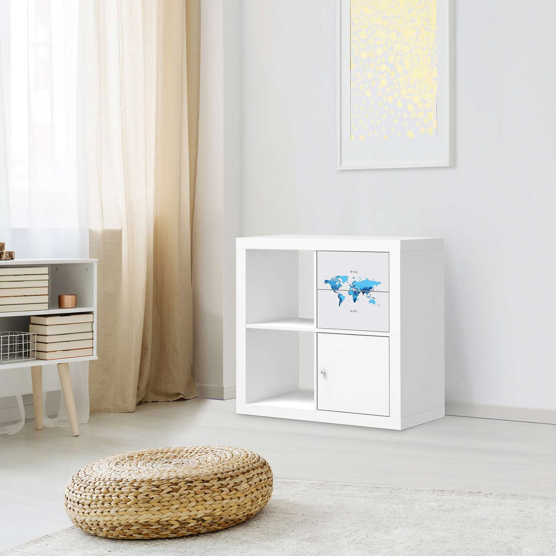 Möbelfolie Politische Weltkarte - IKEA Kallax Regal Schubladen - Wohnzimmer