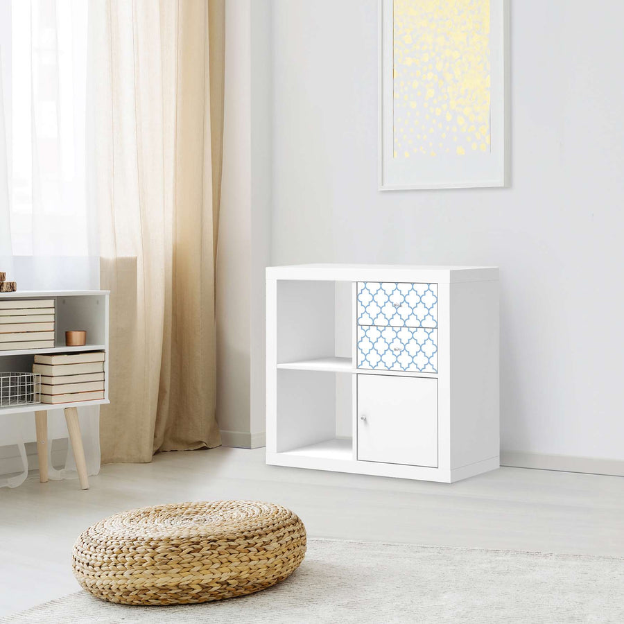 Möbelfolie Retro Pattern - Blau - IKEA Kallax Regal Schubladen - Wohnzimmer