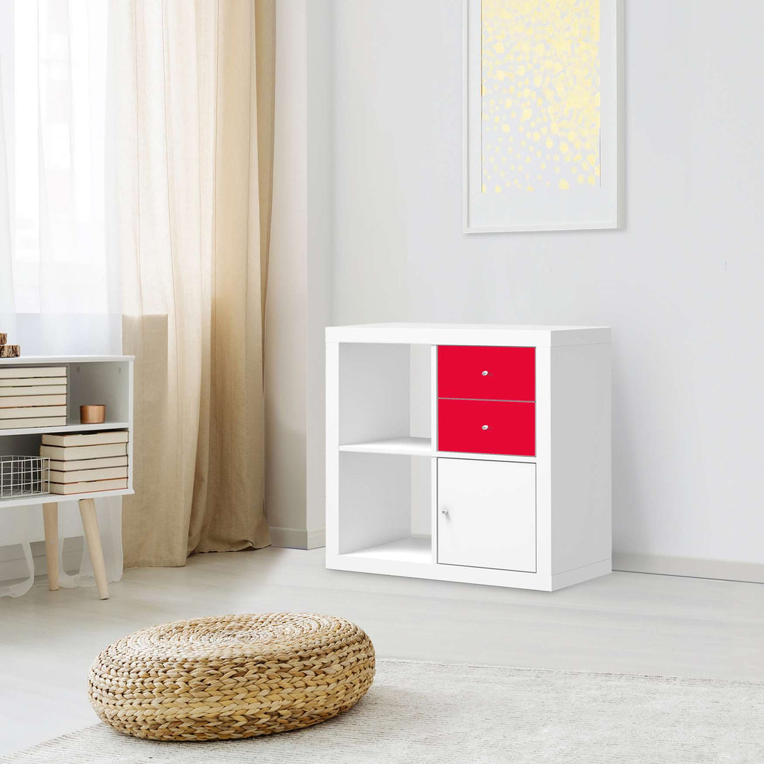 Möbelfolie Rot Light - IKEA Kallax Regal Schubladen - Wohnzimmer
