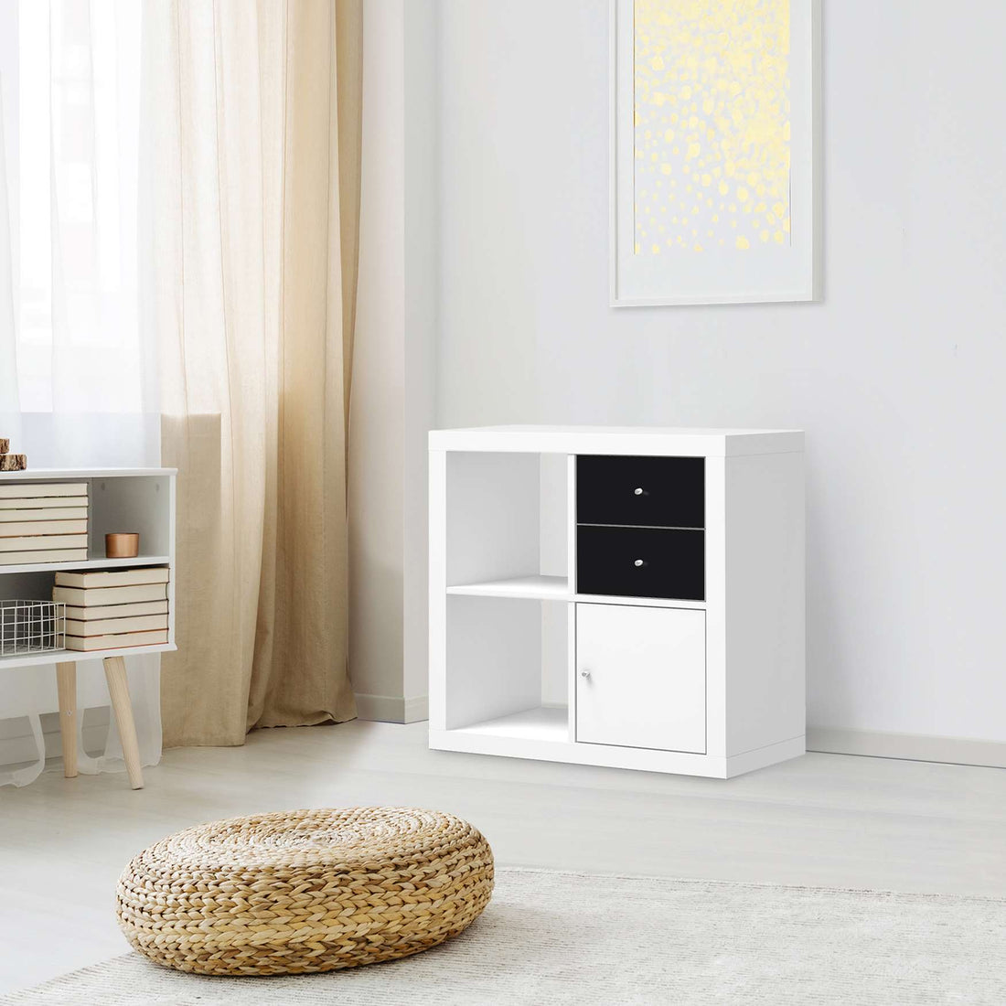 Möbelfolie Schwarz - IKEA Kallax Regal Schubladen - Wohnzimmer