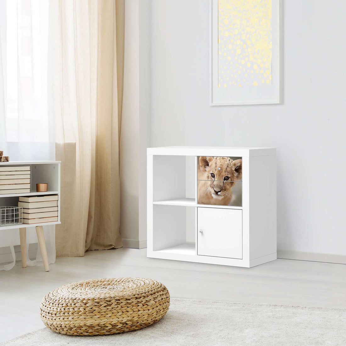 Möbelfolie Simba - IKEA Kallax Regal Schubladen - Wohnzimmer
