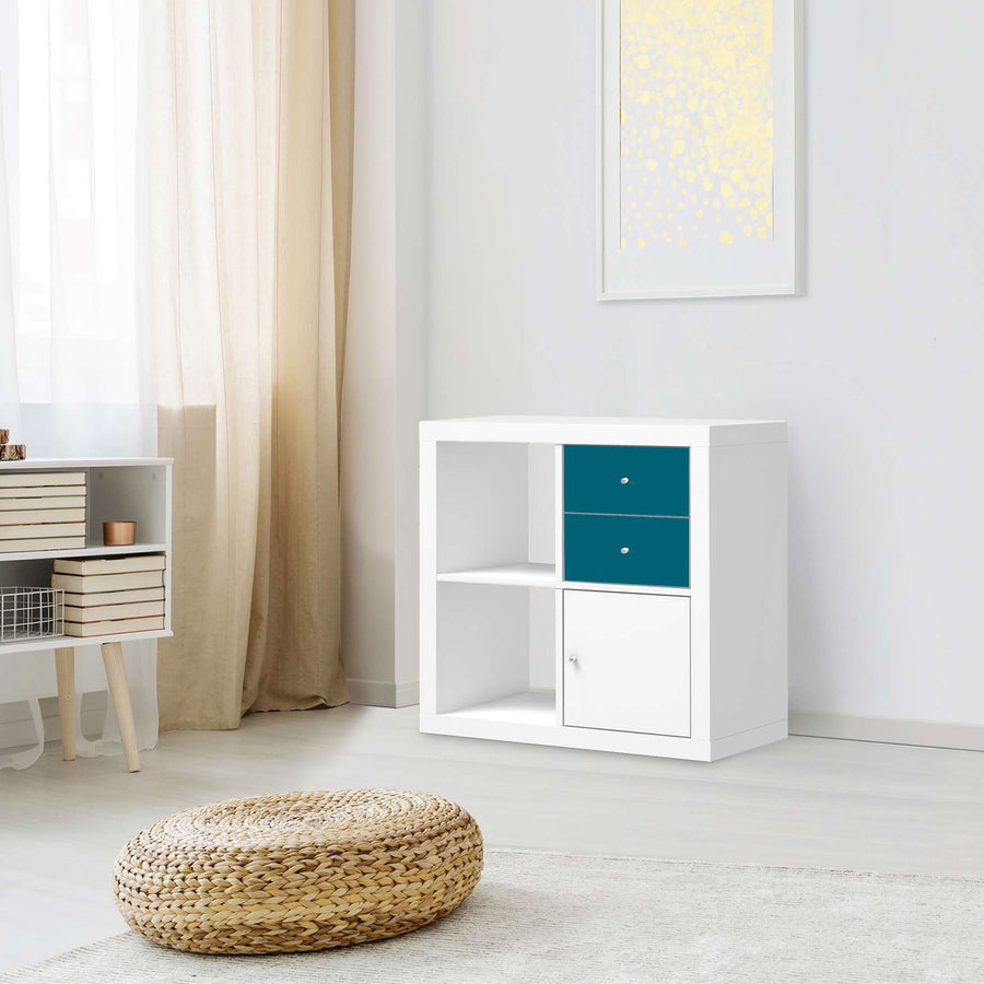 Möbelfolie Türkisgrün Dark - IKEA Kallax Regal Schubladen - Wohnzimmer