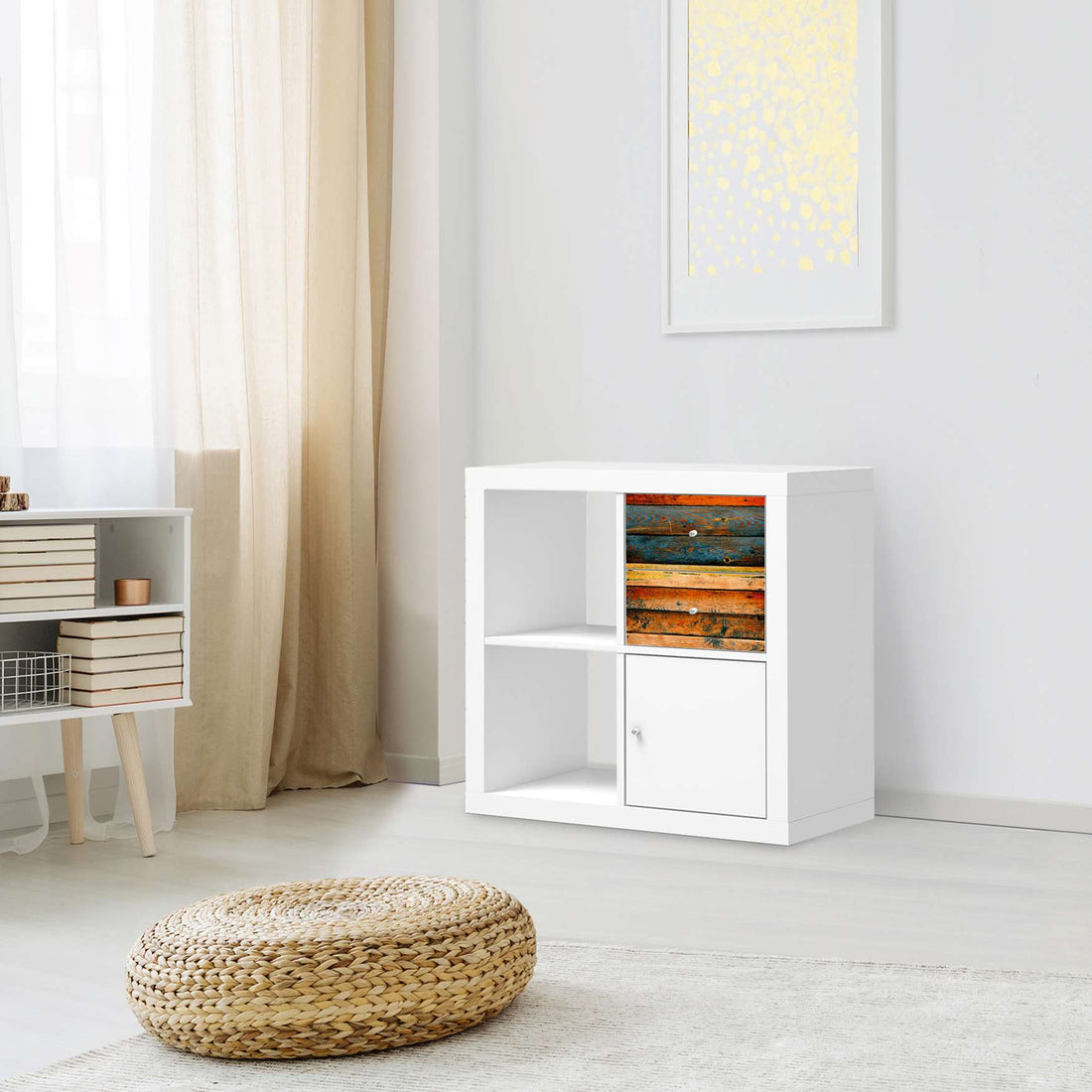 Möbelfolie Wooden - IKEA Kallax Regal Schubladen - Wohnzimmer