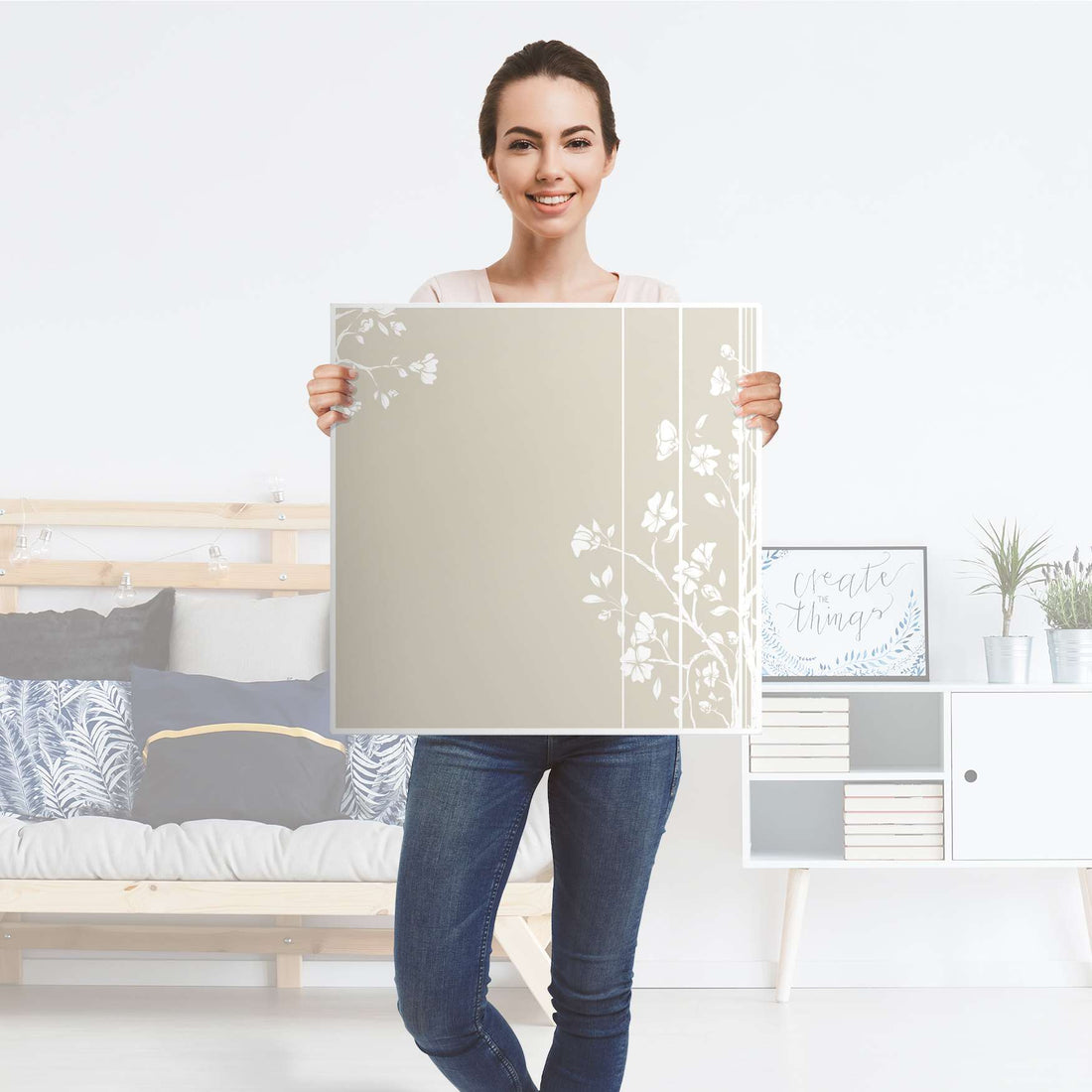 Möbelfolie Florals Plain 3 - IKEA Lack Tisch 55x55 cm - Folie