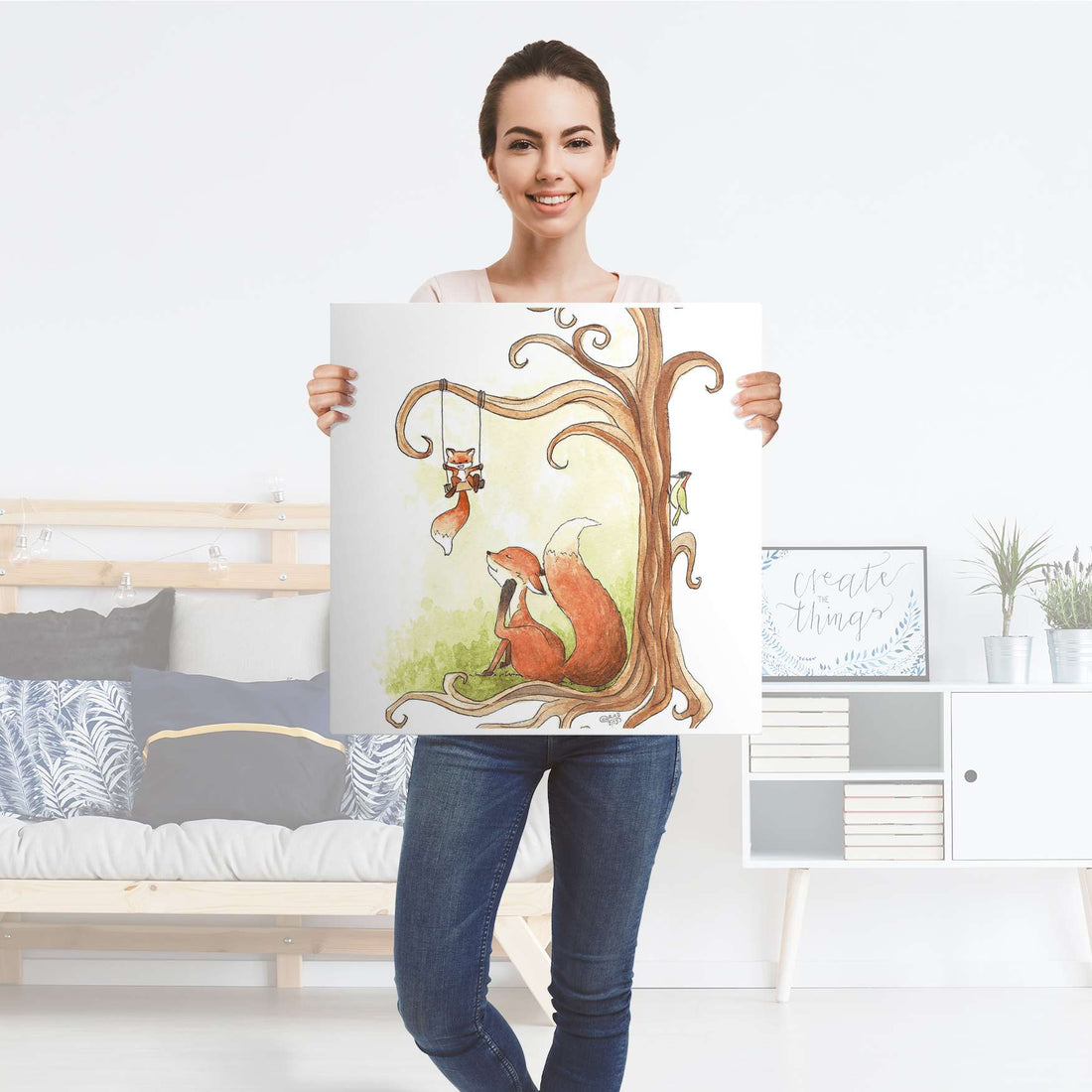 Möbelfolie Füchse - IKEA Lack Tisch 55x55 cm - Folie
