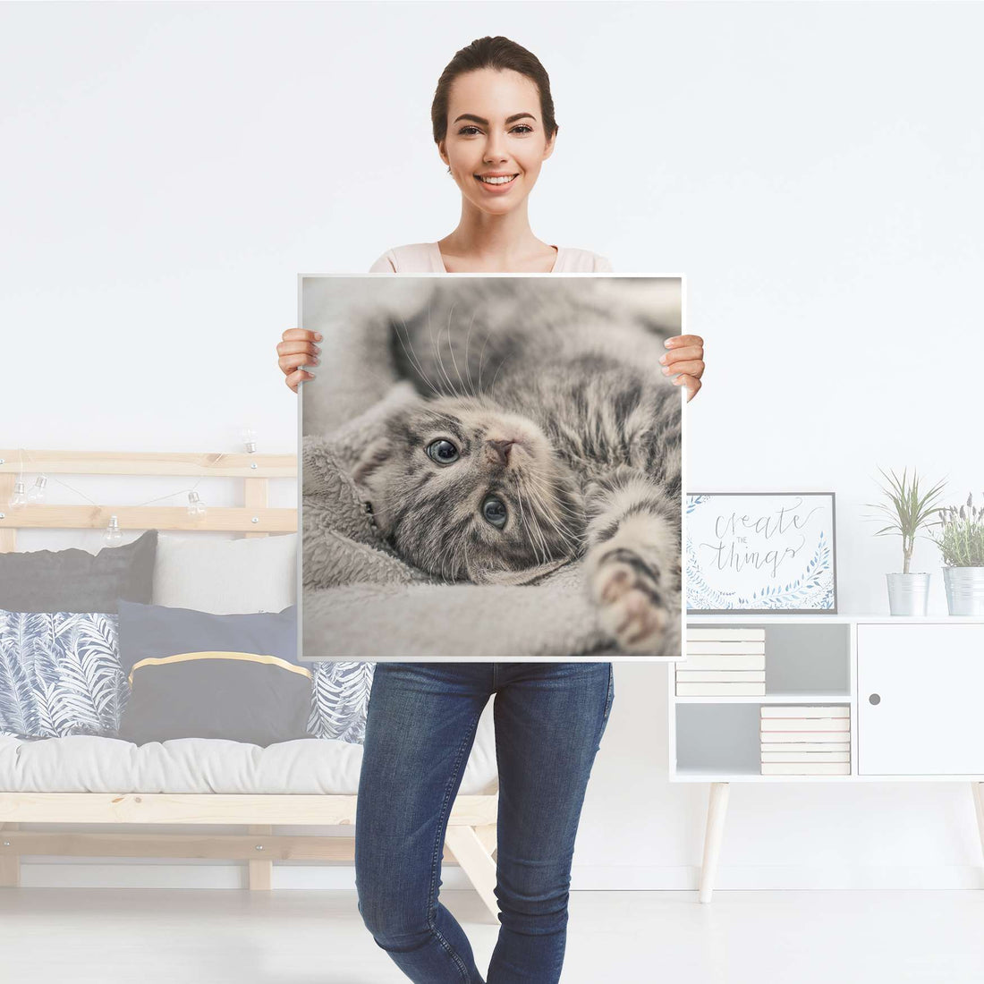 Möbelfolie Kitty the Cat - IKEA Lack Tisch 55x55 cm - Folie