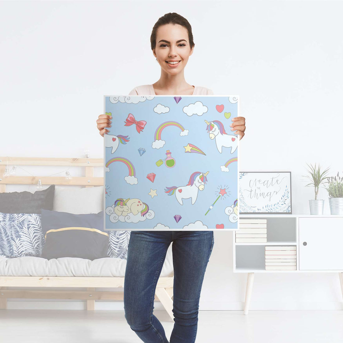 Möbelfolie Rainbow Unicorn - IKEA Lack Tisch 55x55 cm - Folie