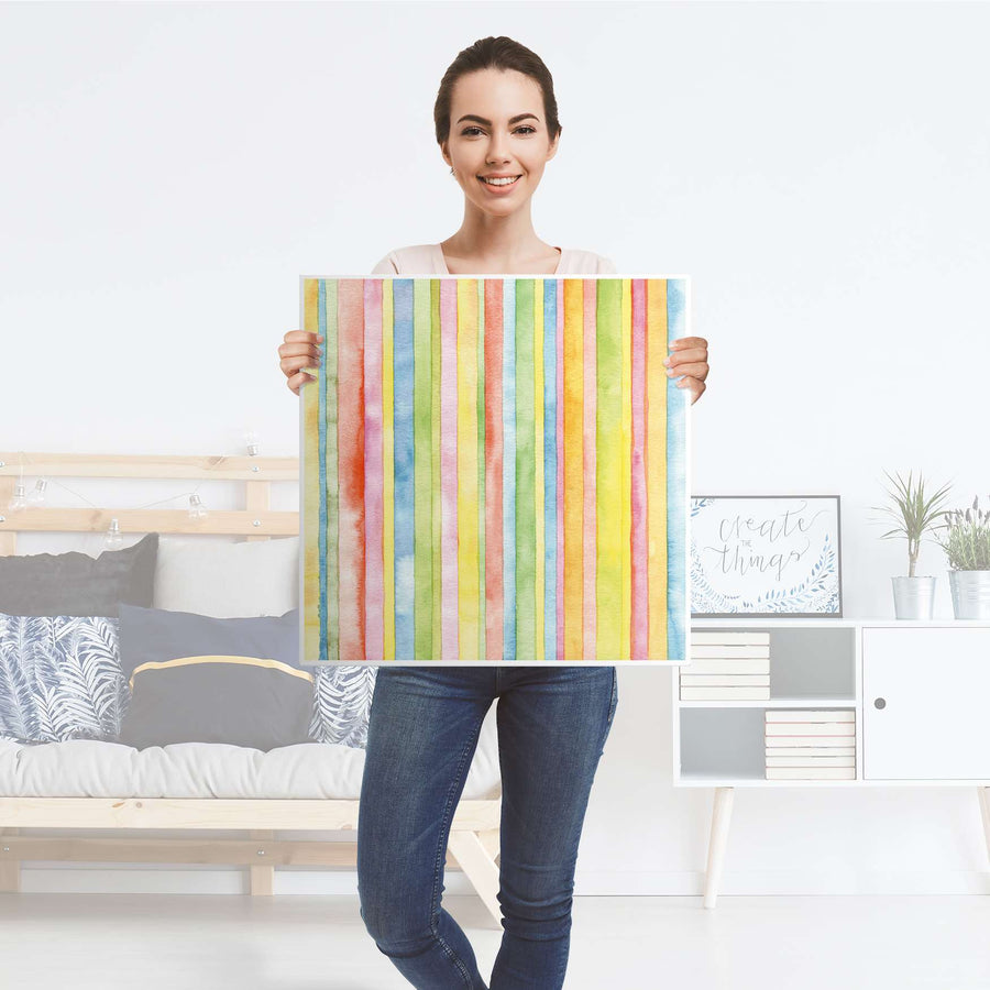 Möbelfolie Watercolor Stripes - IKEA Lack Tisch 55x55 cm - Folie