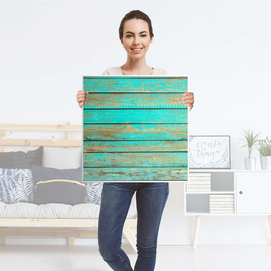 Möbelfolie Wooden Aqua - IKEA Lack Tisch 55x55 cm - Folie