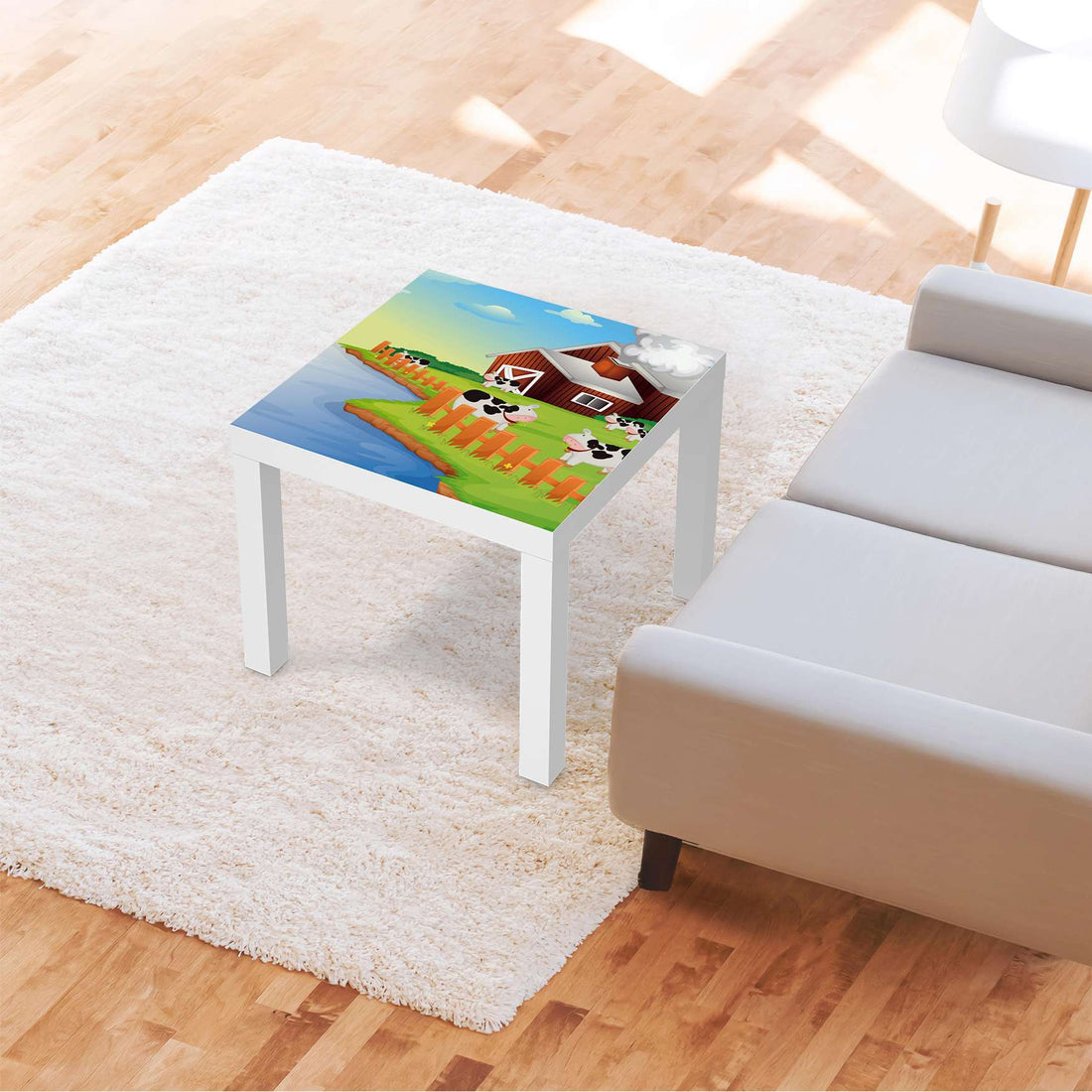 Möbelfolie Cowfarm 2 - IKEA Lack Tisch 55x55 cm - Kinderzimmer