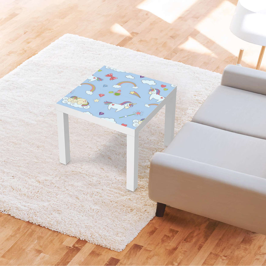 Möbelfolie Rainbow Unicorn - IKEA Lack Tisch 55x55 cm - Kinderzimmer