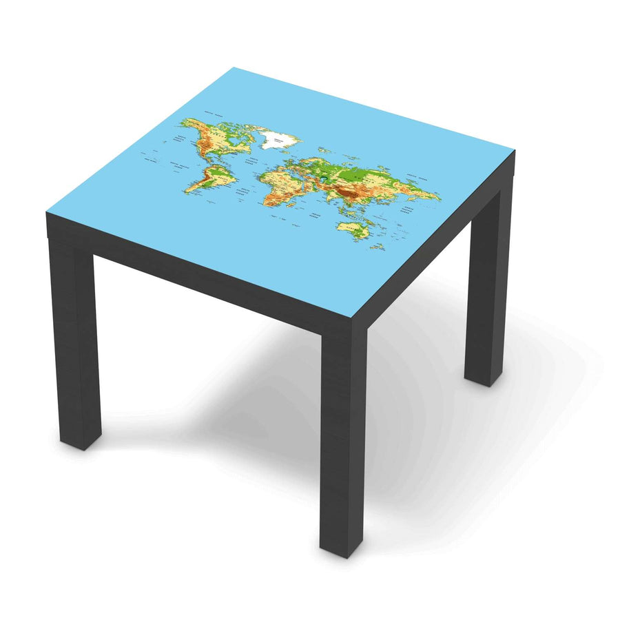 Möbelfolie Geografische Weltkarte - IKEA Lack Tisch 55x55 cm - schwarz